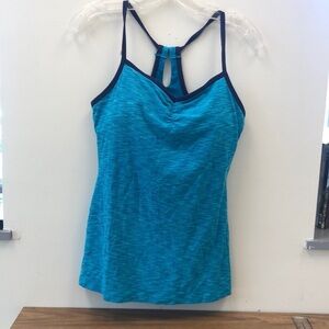 Lucy Activewear Swim Tankini Work Out Tank Top with Built-in Bra Shelf M